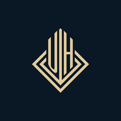 initials uh logo rhombus lines shape style luxury vector image