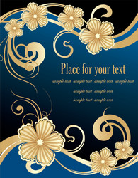 blue and gold floral design vector image