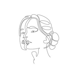 continuous line drawing split female face vector image