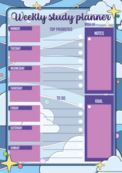 weekly study plan monday to friday schedule vector image