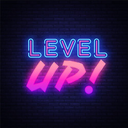 level up neon sign gaming design template vector image