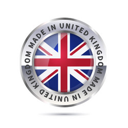 metal badge icon made in united kingdom with flag vector image