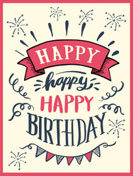 happy birthday lettering vector image