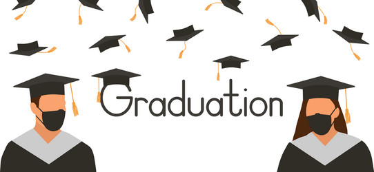 graduates in mantle and academic square cap vector