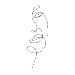 continuous line drawing of portrait vector image