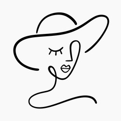 abstract one line drawing woman face portrait logo vector image