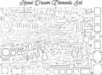 hand drawn elements set vector image