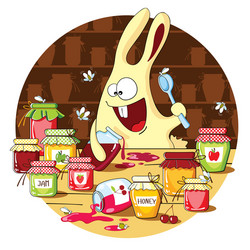 cartoon bunny eats jam vector image