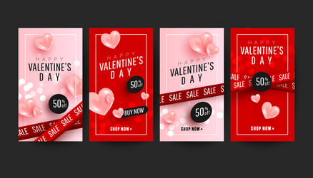 happy valentines day story banner collection set vector image