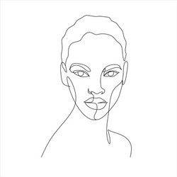 line art woman face drawing black afro vector image