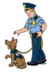 policeman with the police dog cartoon vector image