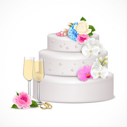 wedding cake realistic composition vector image