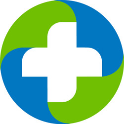 green and blue medical cross logo round vector image