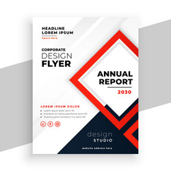 geometric red modern annual report business flyer vector image