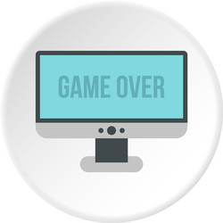 monitor with word game over icon circle vector image