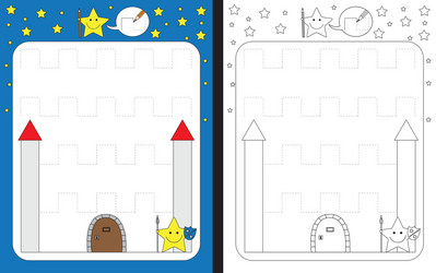 little star worksheet vector image