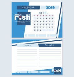 calendar or april 2019 fish underwater hunting vector image