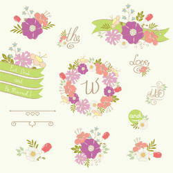 wedding floral elements vector image