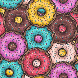 seamless pattern with colored donuts vector image