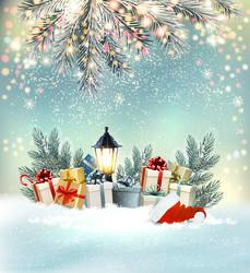 merry christmas and happy new year background vector image