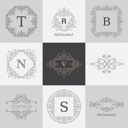 monogram logo template with flourishes vector image