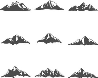 set of mountain icons vector image