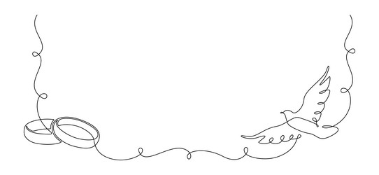 one continuous line drawing of wedding rings vector image