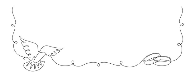 one continuous line drawing of wedding rings vector image