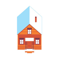 wooden house at winter snowy roof icon vector image