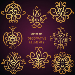 golden decorative elements vector image