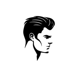 silhouette of a fashion man head on white vector image