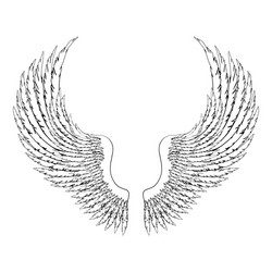 black and white hand-drawn wings vector image