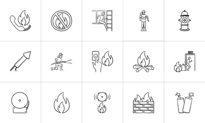 fire hand drawn sketch icon set vector image