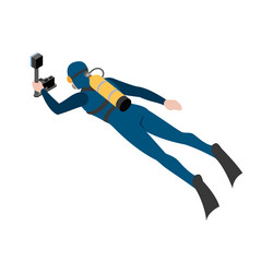 scuba diver camera composition vector image