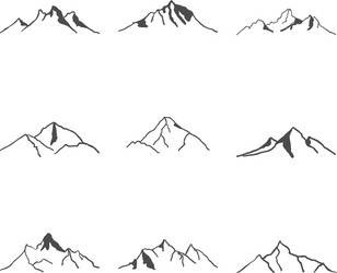 set of mountain icons vector image