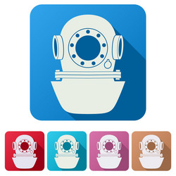 set flat icons of underwater diving helmet vector image