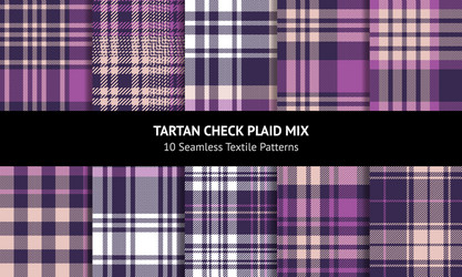 seamless check plaid pattern set purple pink vector image