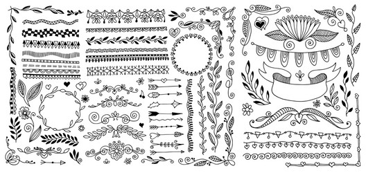 hand drawing doodle page decoration set vector image