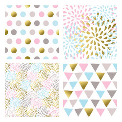 set of abstract seamless patterns in gold color vector image