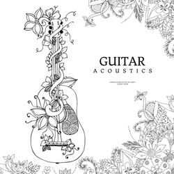 entangle guitar with flowers vector image