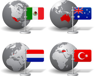 gray earth globes with designation of mexico vector image