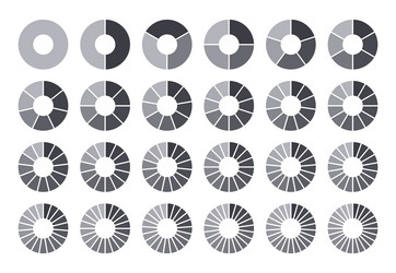 circles divided into parts from 1 to 24 black vector image