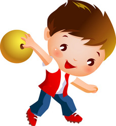 boy holding bowling ball vector image