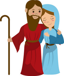 virgin mary and joseph cartoon vector image