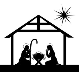 black silhouette nativity scene isolated vector image