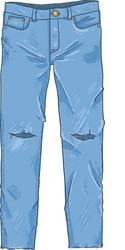 cartoon - ripped denim jeans pants vector image