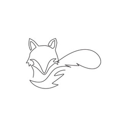 single continuous line drawing cute fox vector image