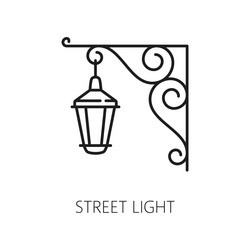 street light outline icon isolated classic lamp vector image