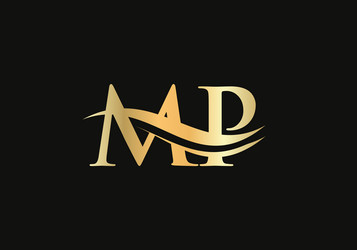 elegant and stylish mp logo design vector image