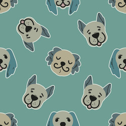 seamless pattern with cute doggies on azure color vector image